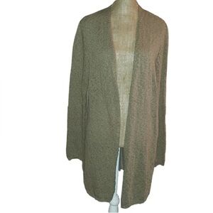 Cato size XL Tan long open front knit cardigan knit lace sheer pleated back